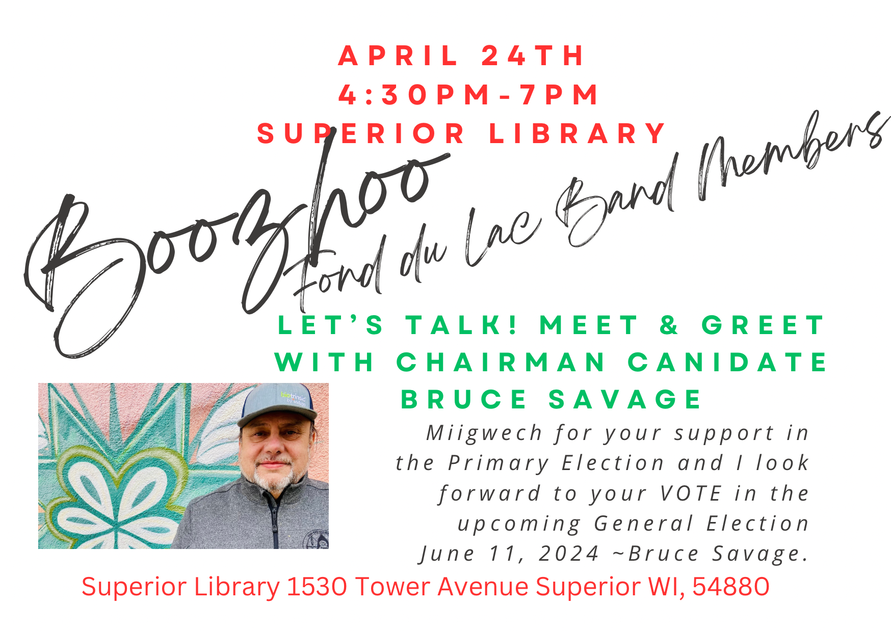 Bruce Savage for Chair Upcoming Event